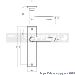 Intersteel Living 0225 deurkruk Sophie met schild rechthoekig 181x41 mm blind zwart - S26008185 - afbeelding 2