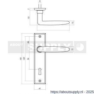 Intersteel Living 0225 deurkruk Sophie met schild rechthoekig 181x41 mm sleutelgat 56 mm zwart - S26008186 - afbeelding 2
