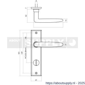 Intersteel Living 0225 deurkruk Sophie met schild rechthoekig 181x41 mm WC 63/8 mm zwart - S26008187 - afbeelding 2