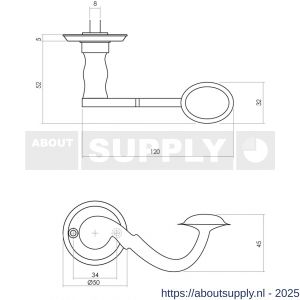 Intersteel Living 0293 deurkruk Posthoorn met rozet diameter 50x5 mm zwart - S26008189 - afbeelding 2