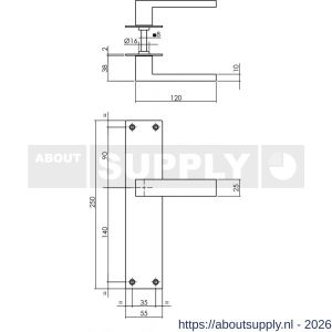Intersteel Living 0571 deurkruk Amsterdam met schild rechthoekig 250x55x2 mm blind structuur zwart - S26008200 - afbeelding 2
