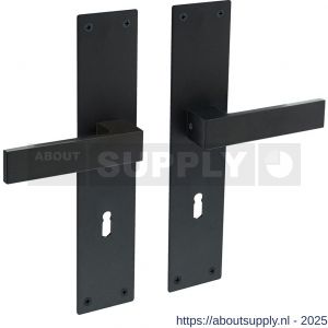 Intersteel 0571 deurkruk Amsterdam met schild rechthoekig 250x55x2 mm sleutelgat 72 mm structuur zwart - S26008202 - afbeelding 1