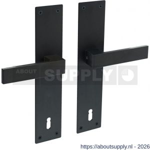 Intersteel 0571 deurkruk Amsterdam met schild rechthoekig 250x55x2 mm sleutelgat 110 mm structuur zwart - S26009152 - afbeelding 1
