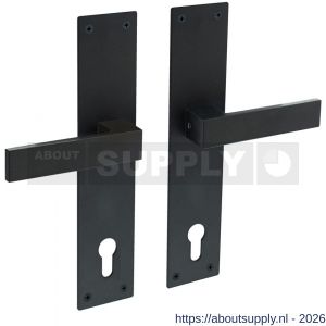 Intersteel 0571 deurkruk Amsterdam met schild rechthoekig 250x55x2 mm profielcilindergat 110 mm structuur zwart - S26009153 - afbeelding 1