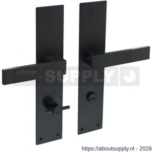 Intersteel 0571 deurkruk Amsterdam met schild rechthoekig 250x55x2 mm WC 78/8 mm structuur zwart - S26008206 - afbeelding 1