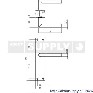 Intersteel Living 0583 deurkruk Jura met schild rechthoekig 250x55x2 mm blind structuur zwart - S26008207 - afbeelding 2