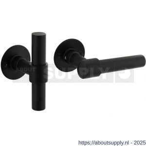Intersteel Living 1671 deurkruk L/T recht met rozet diameter 50x2 mm structuur zwart - S26008225 - afbeelding 1