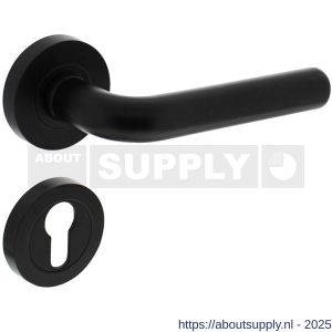 Intersteel 1683 deurkruk Agatha op rozet verdekt diameter 52x10 mm met nokken en cilinderrozetten zwart - S26010651 - afbeelding 1