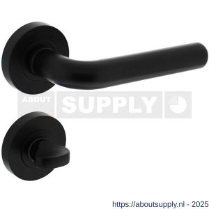 Intersteel 1683 deurkruk Agatha op rozet verdekt diameter 52x10 mm met nokken en WC-sluiting met stift 8x8 mm zwart - S26010652 - afbeelding 1