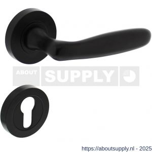 Intersteel 1692 deurkruk Bjorn op rozet verdekt diameter 52x10 mm met nokken en cilinderrozetten zwart - S26010255 - afbeelding 1