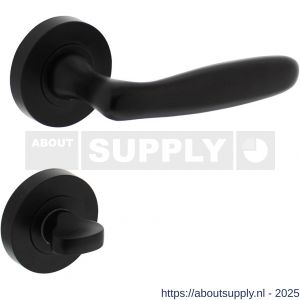 Intersteel 1692 deurkruk Bjorn op rozet verdekt diameter 52x10 mm met nokken en WC-sluiting met stift 7x7 mm zwart - S26010257 - afbeelding 1