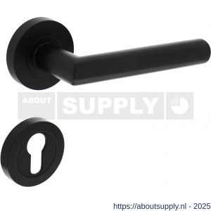 Intersteel 1693 deurkruk Bastian op rozet verdekt diameter 52x10 mm met nokken en cilinderrozetten zwart - S26008237 - afbeelding 1
