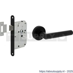 Intersteel Living 1693 set loopslot zwart met deurkruk Bastian op rozet diameter 52x10 mm zwart - S26011049 - afbeelding 1