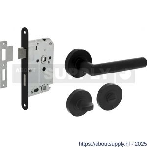 Intersteel Living 1693 set toiletslot 63/8 mm zwart met deurkruk Bastian op rozet diameter 52x10 mm en WC-sluiting zwart - S26011050 - afbeelding 1