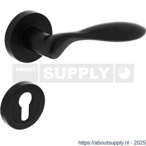 Intersteel 1695 deurkruk George op rozet verdekt diameter 52x10 mm met nokken en cilinderrozetten zwart - S26008245 - afbeelding 1