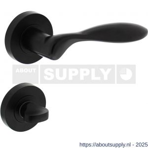 Intersteel 1695 deurkruk George op rozet verdekt diameter 52x10 mm met nokken en WC-sluiting met stift 8x8 mm zwart - S26008246 - afbeelding 1
