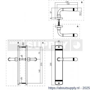 Intersteel 1705 deurkruk gatdeel rechts Helena op schild afgerond 235x45 mm blind zwart - S26011311 - afbeelding 1