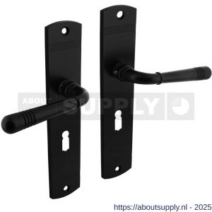 Intersteel Living 1705 deurkruk Helena op schild afgerond 235x45 mm sleutelgat 56 mm zwart - S26011029 - afbeelding 1