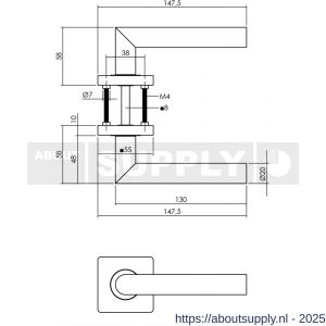 Intersteel Living 1707 deurkruk Bastian op rozet 55x55x10 mm met nokken zwart - S26009156 - afbeelding 2
