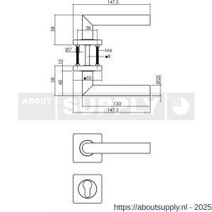 Intersteel 1707 deurkruk Bastian op rozet 55x55x10 mm met nokken en cilinderrozetten zwart - S26009160 - afbeelding 2