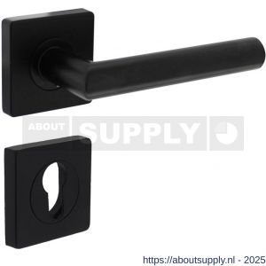 Intersteel 1707 deurkruk Bastian op rozet 55x55x10 mm met nokken en cilinderrozetten zwart - S26009160 - afbeelding 1