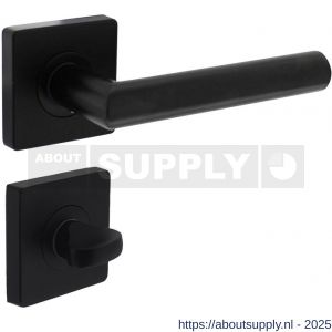 Intersteel 1707 deurkruk Bastian op rozet 55x55x10 mm met nokken en WC-sluiting met stift 8x8 mm zwart - S26009161 - afbeelding 1