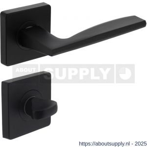 Intersteel 1710 deurkruk Apollo op rozet verdekt 55x55x10 mm met nokken en WC-sluiting met stift 8x8 mm zwart - S26008251 - afbeelding 1