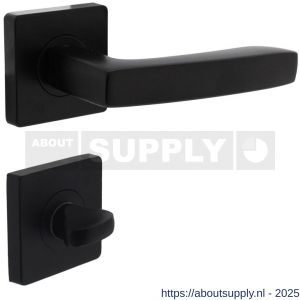 Intersteel 1712 deurkruk Minos op rozet verdekt 55x55x10 mm met nokken en WC-sluiting met stift 8x8 mm zwart - S26008255 - afbeelding 1