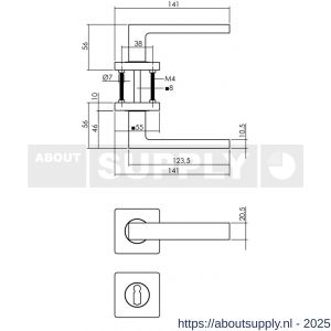 Intersteel 1713 deurkruk Hera op rozet verdekt 55x55x10 mm met nokken en sleutelrozetten zwart - S26008257 - afbeelding 2