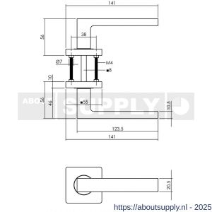 Intersteel Living 1713 set loopslot zwart met deurkruk Hera op rozet 55x55 mm zwart - S26011051 - afbeelding 2