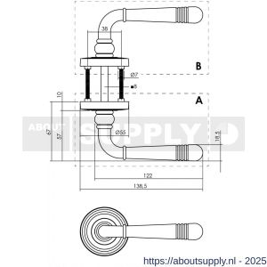 Intersteel 1725 deurkruk gatdeel rechts Helena op rozet verdekt met rillen diameter 55x10 mm met nokken zwart - S26011310 - afbeelding 1