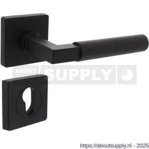 Intersteel 1741 deurkruk Baustil op rozet verdekt 55x55x10 mm met nokken en cilinderrozetten zwart - S26010270 - afbeelding 1