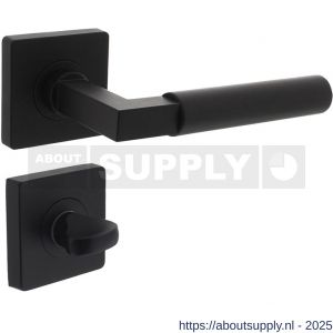 Intersteel 1741 deurkruk Baustil op rozet verdekt 55x55x10 mm met nokken en WC-sluiting met stift 8x8 mm zwart - S26010273 - afbeelding 1