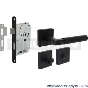 Intersteel Living 1741 set toiletslot 63/8 zwart met deurkruk Baustil op rozet 55x55 mm en WC-sluiting zwart - S26011054 - afbeelding 1