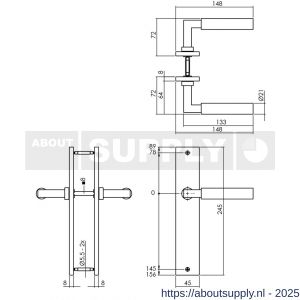 Intersteel Living 1742 deurkruk Baustil op schild rechthoekig 245x45 mm blind zwart - S26010274 - afbeelding 2