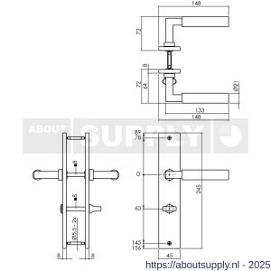 Intersteel Living 1742 deurkruk Baustil op schild rechthoekig 245x45 mm WC 63/8 mm zwart - S26010283 - afbeelding 2