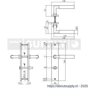 Intersteel 1742 deurkruk Baustil op schild rechthoekig 245x45 mm WC 78/8 mm zwart - S26010286 - afbeelding 2