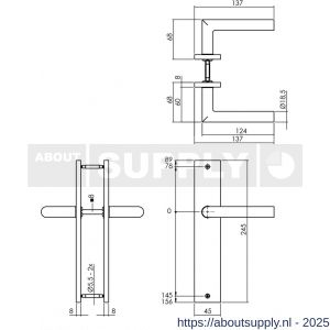 Intersteel Living 1743 deurkruk Bastian op schild rechthoekig 245x45 mm blind zwart - S26010287 - afbeelding 2