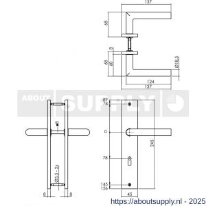 Intersteel 1743 deurkruk Bastian op schild rechthoekig 245x45 mm sleutelgat 78 mm zwart - S26010291 - afbeelding 2