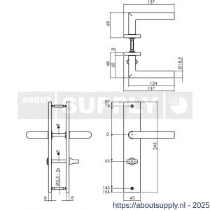 Intersteel Living 1743 deurkruk Bastian op schild rechthoekig 245x45 mm WC 63/8 mm zwart - S26010296 - afbeelding 2