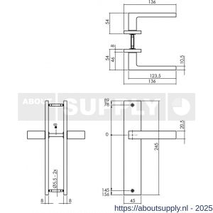 Intersteel Living 1744 deurkruk Hera op schild rechthoekig 245x45 mm blind zwart - S26010300 - afbeelding 2