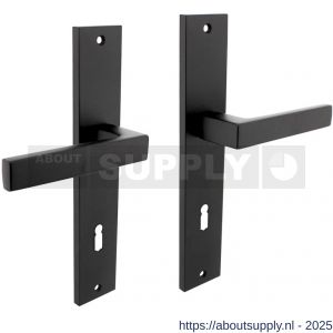 Intersteel 1744 deurkruk Hera op schild rechthoekig 245x45 mm sleutelgat 78 mm zwart - S26010304 - afbeelding 1