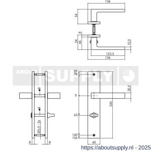 Intersteel Living 1744 deurkruk Hera op schild rechthoekig 245x45 mm WC 63/8 mm zwart - S26010309 - afbeelding 2