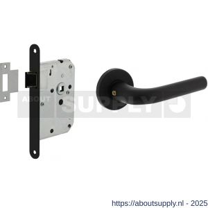 Intersteel Living 2100 deurkrukset bestaand uit loopslot voorplaat zwart met deurkrukgarnituur Eucla met rozet zwart - S26009431 - afbeelding 1