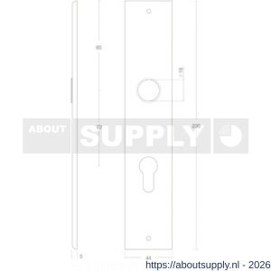 Intersteel 2577 langschild rechthoekig 236x44x6 mm profielcilindergat 72 mm mat zwart - S26006775 - afbeelding 2