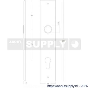Intersteel 2577 langschild rechthoekig 236x44x6 mm profielcilindergat92 mm mat zwart - S26006776 - afbeelding 2