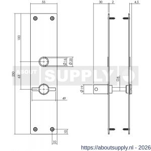 Intersteel 2688 schild renovatie rechthoekig 250x55x2 mm WC 63/8 mm RVS-mat zwart - S26008263 - afbeelding 2
