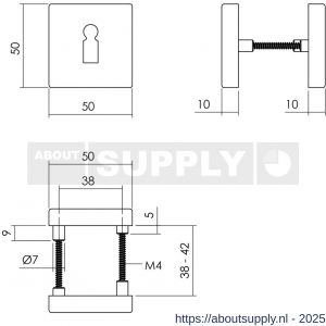 Intersteel Living 3093 sleutelrozetten verdekt 50x50x10 mm met nokken zwart - S26011139 - afbeelding 2