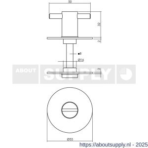Intersteel Living 3403 WC-sluiting zelfklevend diameter 55x2 mm met stift 8x8 mm structuur zwart - S26006793 - afbeelding 2