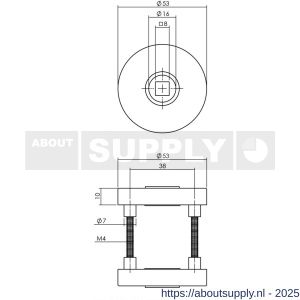 Intersteel 3405 rozetten massief verdekt diameter 53x10 mm met nokken en 2-weg veerconstructie structuur zwart - S26008269 - afbeelding 2